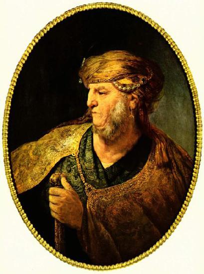REMBRANDT Harmenszoon van Rijn Bust of a man in oriental dress. oil painting image